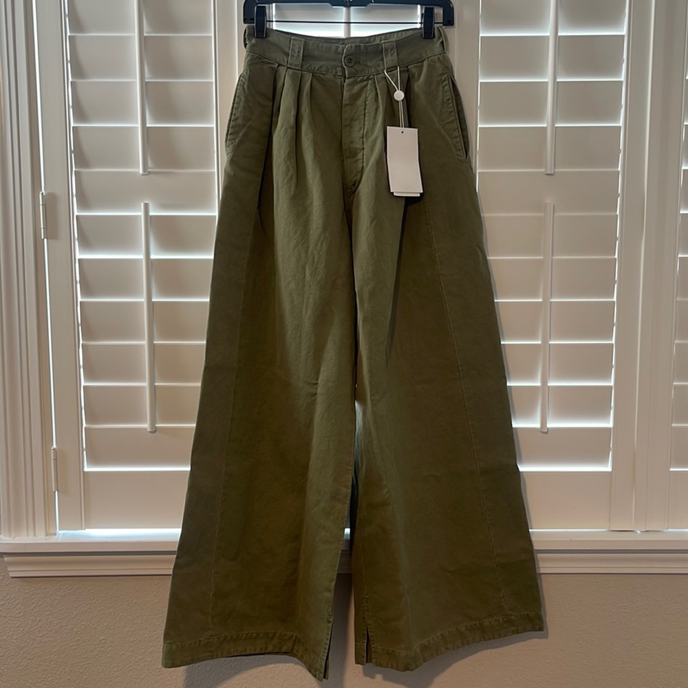 Maison Margiela, Wide leg Trouser, Sage, Size 40